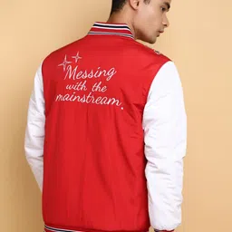 V-Mart Typography Printed Mandarin Collar Cotton Bomber Jacket image 4