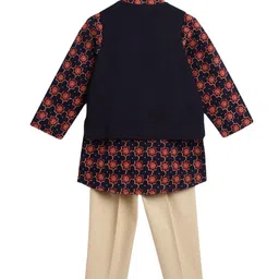 Tiber Taber Boys Floral Printed Pure Cotton Kurta with Trousers & With Waist Coat image 4