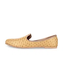 Aristitch Men Gold-Toned Textured Synthetic leather Mojaris image 2