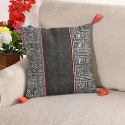 Art Avenue White & Black Geometric Patchwork Cotton Square Cushion Cover image 4