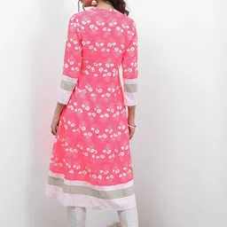 Vishudh Floral Printed Mandarin Collar A-Line Cotton Kurta image 4