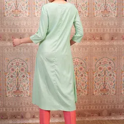 Vishudh Green Ethnic Motifs Embroidered Straight Kurta image 4