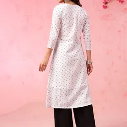 Anouk White Ethnic Motifs Printed Thread Work Pure Cotton Straight Kurta image 5