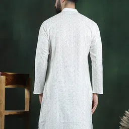 SOJANYA LUXE Woven Design embroidery Mandarin Collar Thread Work Cotton Silk Kurta image 3