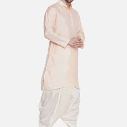Sethukrishna Woven Design Mandarin Collar Long Sleeves Kurta with Dhoti Pants image 4