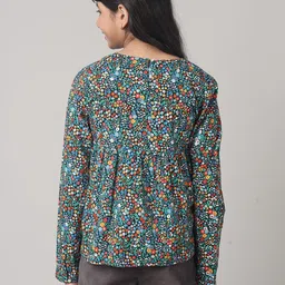 UNDER FOURTEEN ONLY Girls Floral Print Tie-Up Neck Cotton Empire Top image 5