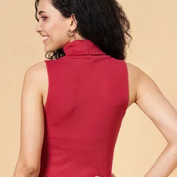 People Ribbed High Neck Cotton Top image 2