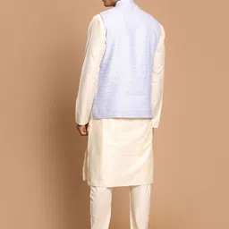 VASTRAMAY Men Beige Solid  Festive A-Line Kurta Sets image 2