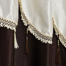 Aura Coffee Brown & Cream-Coloured 2 Pieces Tasselled Window Curtains image 3