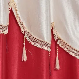 Aura Maroon & Cream-Coloured 2 Pieces Window Curtains image 3