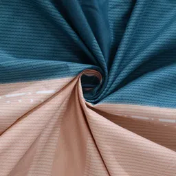 Arrabi Peach-Coloured & Blue Striped 300 TC Single Bedsheet with 1 Pillow Cover image 4