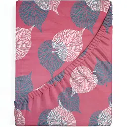 bsb home Pink & Grey Abstract Microfiber 180 TC Fitted King Bedsheet with 2 Pillow Covers image 4