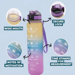 Kuber Industries Pink & Blue Set of 3 Plastic Colourblocked Water Bottle image 4