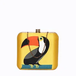 NR By Nidhi Rathi Yellow & Black Printed Box Clutch image 4