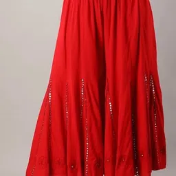 emmy word Women Flared Red Viscose Rayon Trousers-picture-19