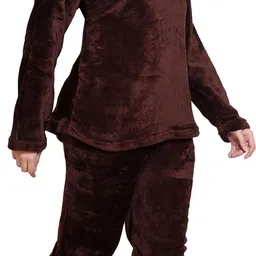 rg by ss clothing Women Top & Pyjama Set Brown Solid image 4