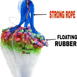 mondal store 1 Finger 30mm Handmade Nylon Fishing Gill Net 4.5ft x 50ft Round Mud Sinker Fishing Net image 3