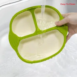 henij Silicone Baby Feeding Plate, Divided Suction Dish, Non-Slip- Silicone image 5