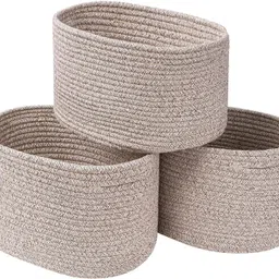 ahf Cotton Natural Cotton Rope Storage Basket Set of 3 - Beige Storage Basket-picture-23