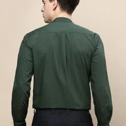 INVICTUS Striped Mandarin Collar Standard Slim Fit Cotton Formal Shirt image 2