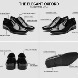 lee cater Premium Oxford Class DesPatent Leatherette Shining Jet Black Slip On For Men image 2