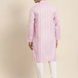 Anug by SOJANYA Men Pink & Blue Striped Kurta image 2