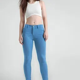 gold-d.a fashion Women Skinny High Rise Light Blue Jeans image 3