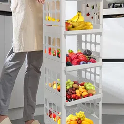 sanamstore 5-Tier Plastic Rolling Trolley – Ideal for Kitchen Organization Plastic Kitchen Trolley image 2