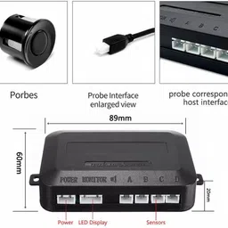 abjd Car Reverse Parking White 4 Sensor With LED Display/Buzzer-153 Universal White Parking Sensor Safety Kit For Car-153 Parking Sensor image 4