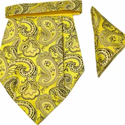 VOICI Paisley Design Yellow color pocket square and Cravat image 3