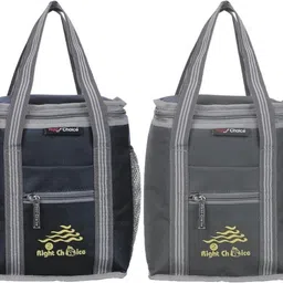 right choice All Age Combo Lunch Bags Branded Trendy Premium Quality Carry on School Office & Picnic (Black+Grey 3006+3009) Waterproof Lunch Bag-picture-23