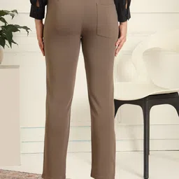 fithub Women Regular Fit Brown Viscose Rayon Trousers image 2