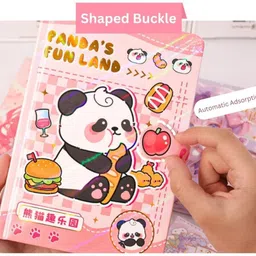a r international Cute Panda Theme Hardbound Notebook | A6 Size | A6 Diary Fun Cartoon Cover with Lock | Ideal for Kids & School Use(Pack of 1) 224 Pages image 2