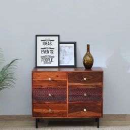 woodsworth from pepperfry Richmond Sheesham Wood Chest Of Drawers In Honey Oak Finish-picture-24