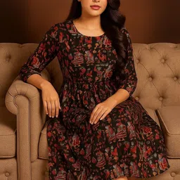 shivay Women Ethnic Dress Brown Midi/Calf Length Dress-picture-16
