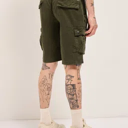 the bear house Solid Men Dark Green Regular Shorts image 2