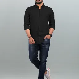 silverbuck Men Regular Fit Solid Spread Collar Casual Shirt image 5