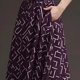 growmore creation Women Flared Purple Viscose Rayon Trousers image 5