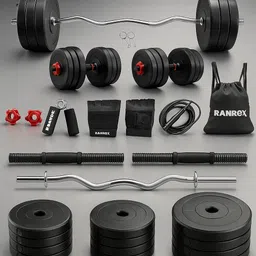 ranrox 40 kg PVC weight with 3ft Curl Rod, 3ft Straight Rod Accessories Home Gym Combo-picture-14