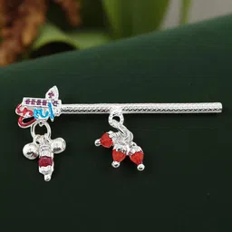 sahiba gems Silver Designer Flute (Basuri) for Lord Krishna ~ 6.50 Centimetre Deity Ornament image 1