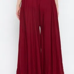 classi kaari Women Flared Maroon Polycotton Trousers image 3