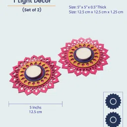 bambaise Pink Premium MDF Regular Tea Light Holder with Mandala Art image 2