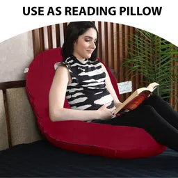dormyo Cozy C-Shape Velvet Mircrofibre Pregnancy Pillow With Detachable Zipper Pillow In Red Colour image 5