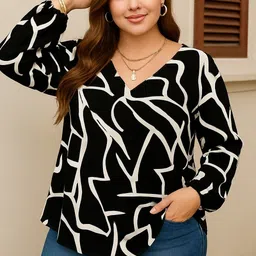 ayzal lifestyle Women Regular Fit Printed Mandarin Collar Casual Shirt image 3