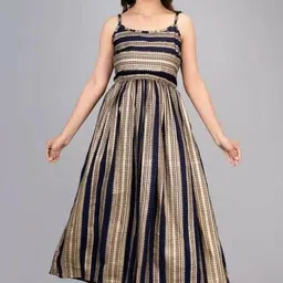 houseofcommon Striped Viscose Rayon Stitched Flared/A-line Gown-picture-31