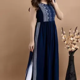 oraana Women Gown Blue Ankle Length Dress-picture-11