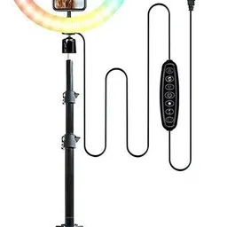 Speeqo 10" Selfie RGB Ring Light with Tripod Stand LED Dimmable with 21 Colours and Shutter for Live Stream Ring Flash image 1