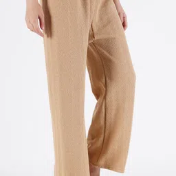 crown king garments Women Relaxed Beige Wool Trousers image 5
