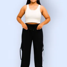 empracee Women Comfort Fit Black Cotton Blend Trousers-picture-34