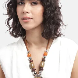 RICHEERA Silver-Plated Artificial Stones & Beads Necklace image 4